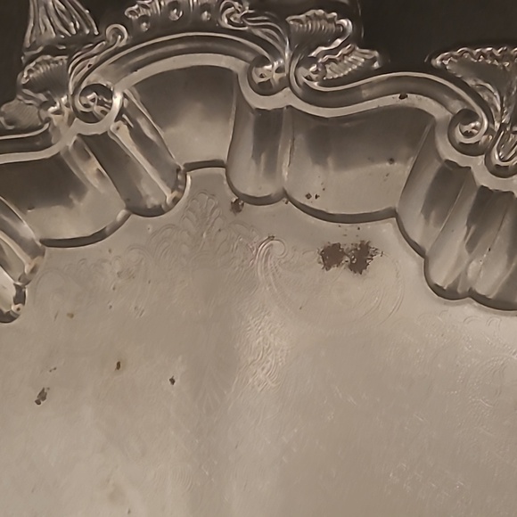 SILVER PLATED FOOTED INTERNTIONAL SILVER COMPANY LARGE OVAL SERVING TRAY - Picture 5 of 9